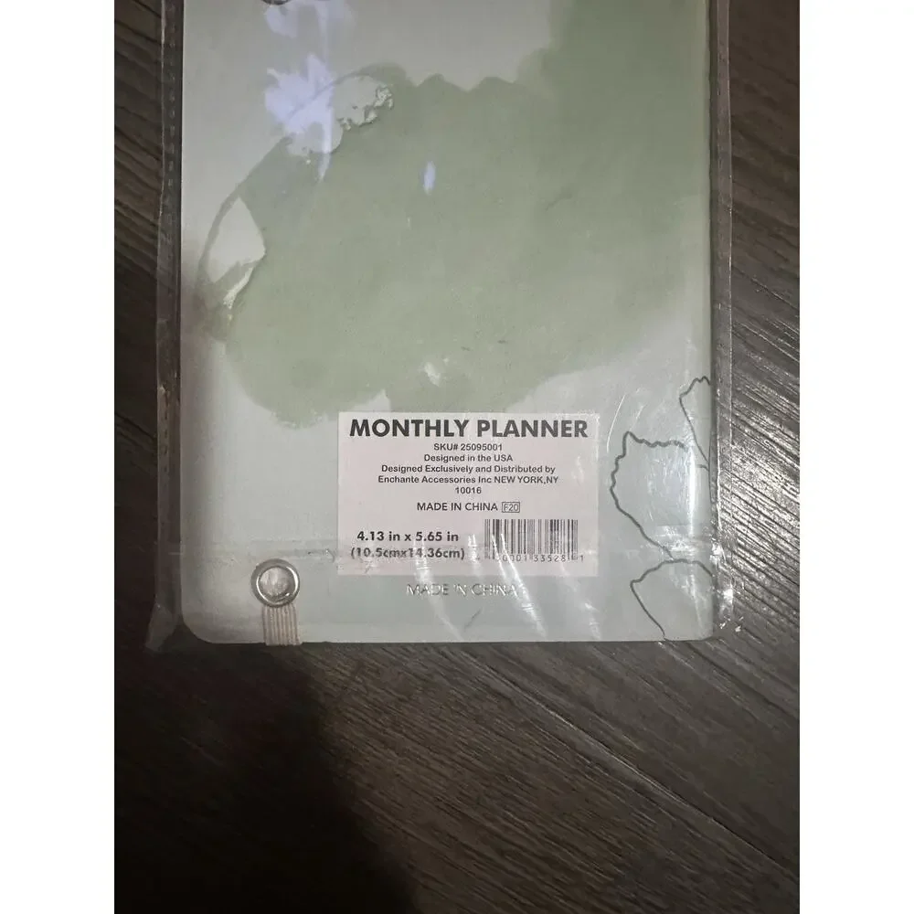 Enchante Monthly Planner Undated 4.13 x 5.65 Sage Green Floral Pocket Planner